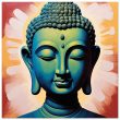 The Blue and Green Buddha Head Canvas 21