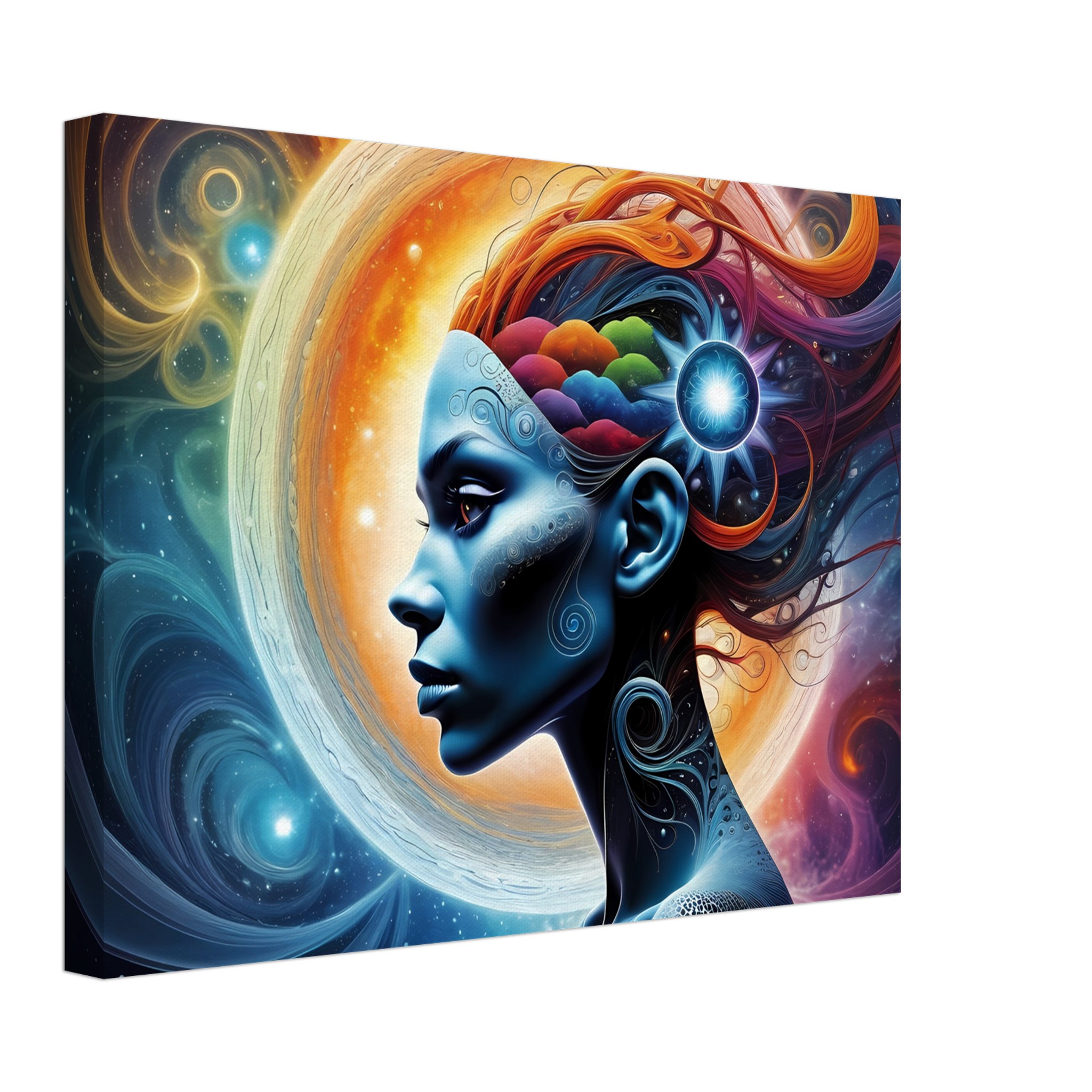 Celestial Serenity: Zen-Inspired Woman’s Portrait on Canvas 2