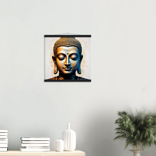 Golden Tranquility: Buddha Head Canvas Elegance 16