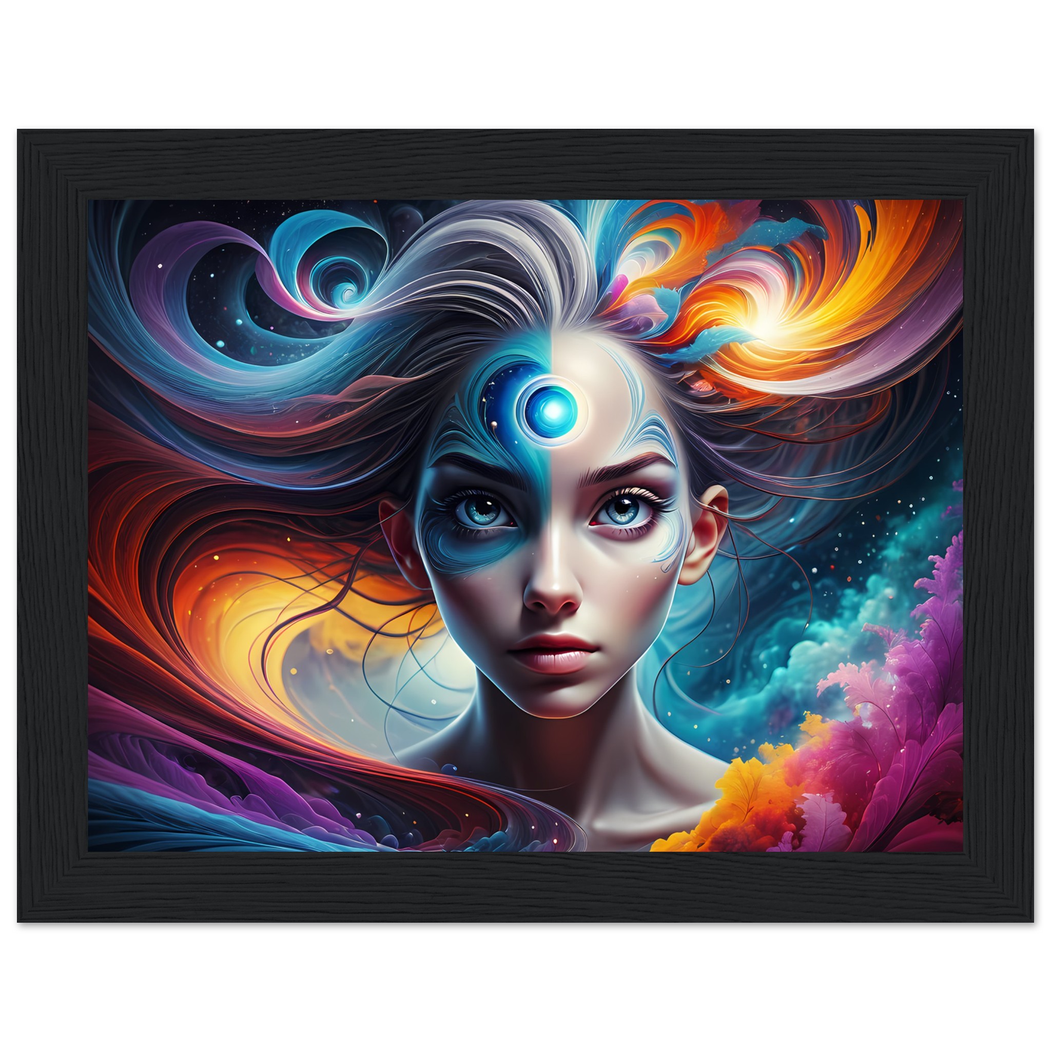 Zen Elegance: Exclusive Wooden Framed Woman’s Portrait Poster 2