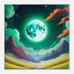 Mystical Night: Green Moon Over Enchanted Zen Valley Canvas 6