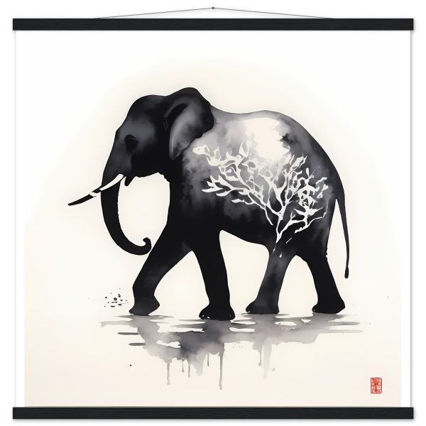 The Enchanting Black Elephant with White Tree Print 16