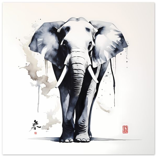 Harmony in Hues: The Majestic Zen Elephant Print 7