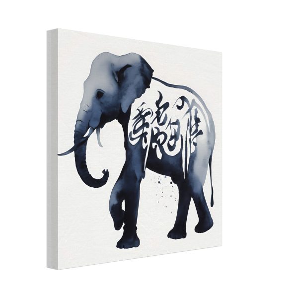 The Captivating Blue Zen Elephant Calligraphy Print 4