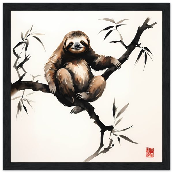 The Harmony of Zen Sloth in Japanese Ink Wash 11