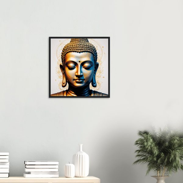 Golden Tranquility: Buddha Head Canvas Elegance 18
