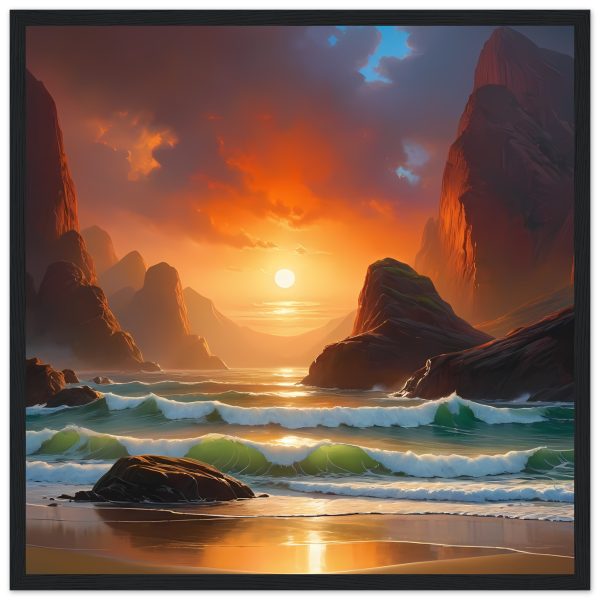 Tranquil Coastal Sunset Wooden Framed Art 2
