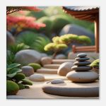 Eternal Tranquility: Japanese Pagoda Zen Garden Canvas 6