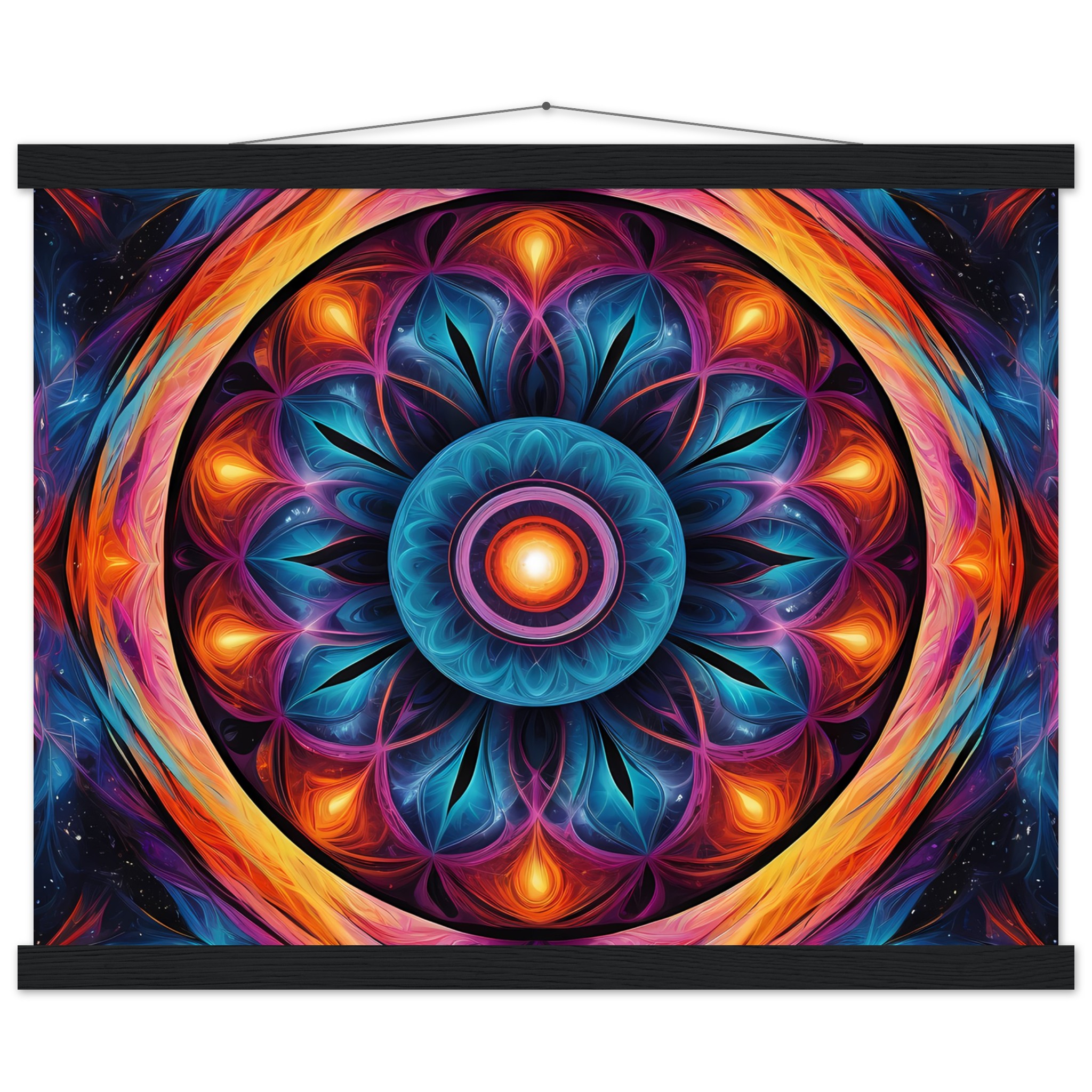 Zen Elegance: Tranquil Mandala Poster with Wooden Hangers 2