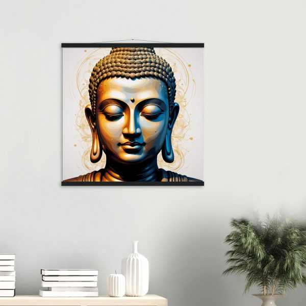 Golden Tranquility: Buddha Head Canvas Elegance 8