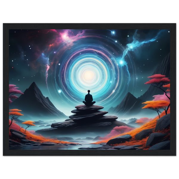 Meditation in Cosmic Harmony: Framed Zen-Inspired Masterpiece 4