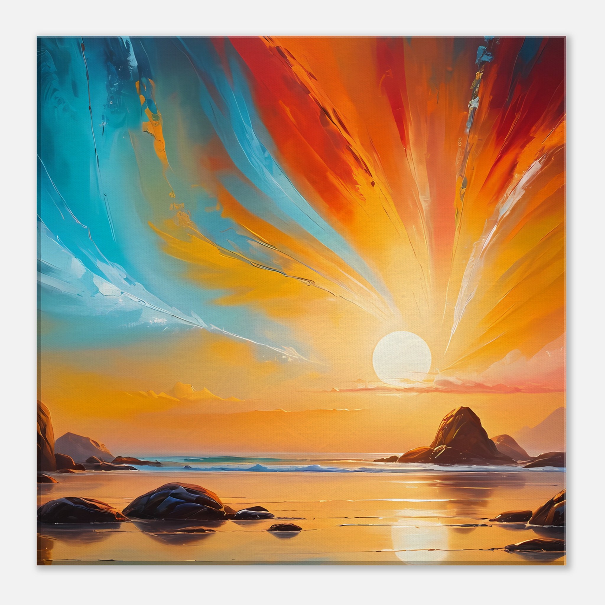 Ocean Symphony at Sunset - Canvas Artwork for Tranquil Ambiance
