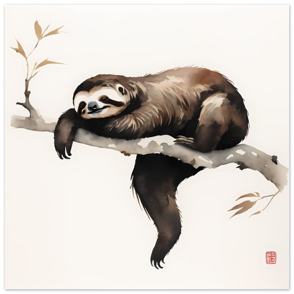 Embrace Peace with the Minimalist Zen Sloth Print 11