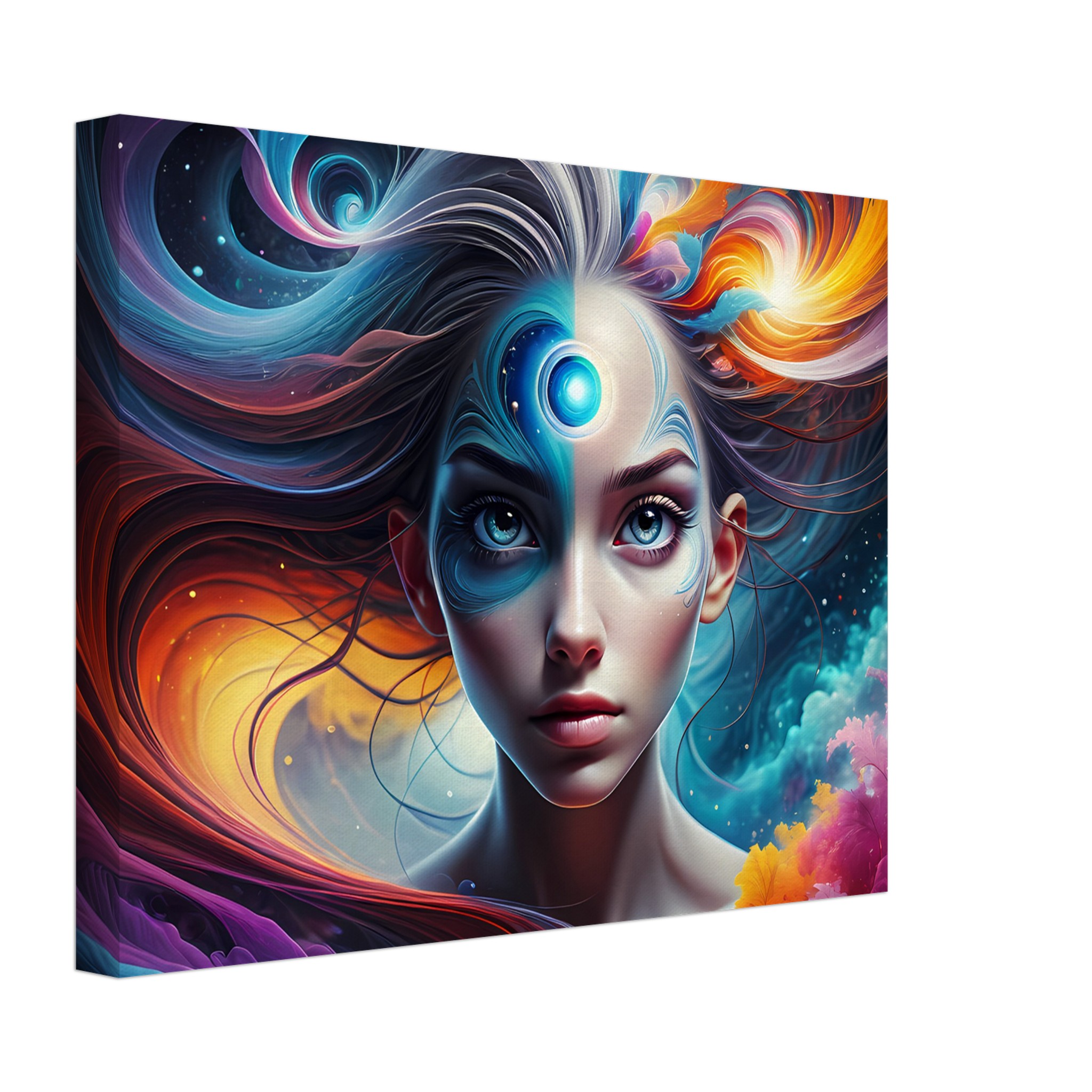 Harmony Unveiled: Zen Woman’s Portrait Canvas – A Symphony of Colors 2