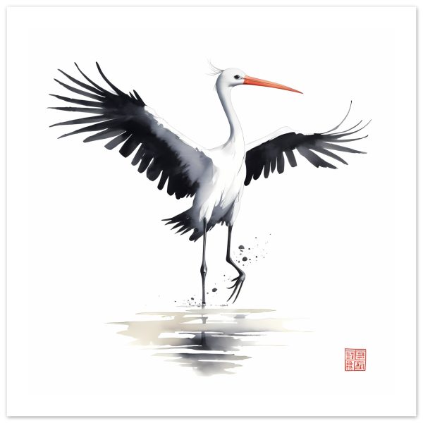 Captivating Flight: A Symphony of Elegance in a Crane Print 10