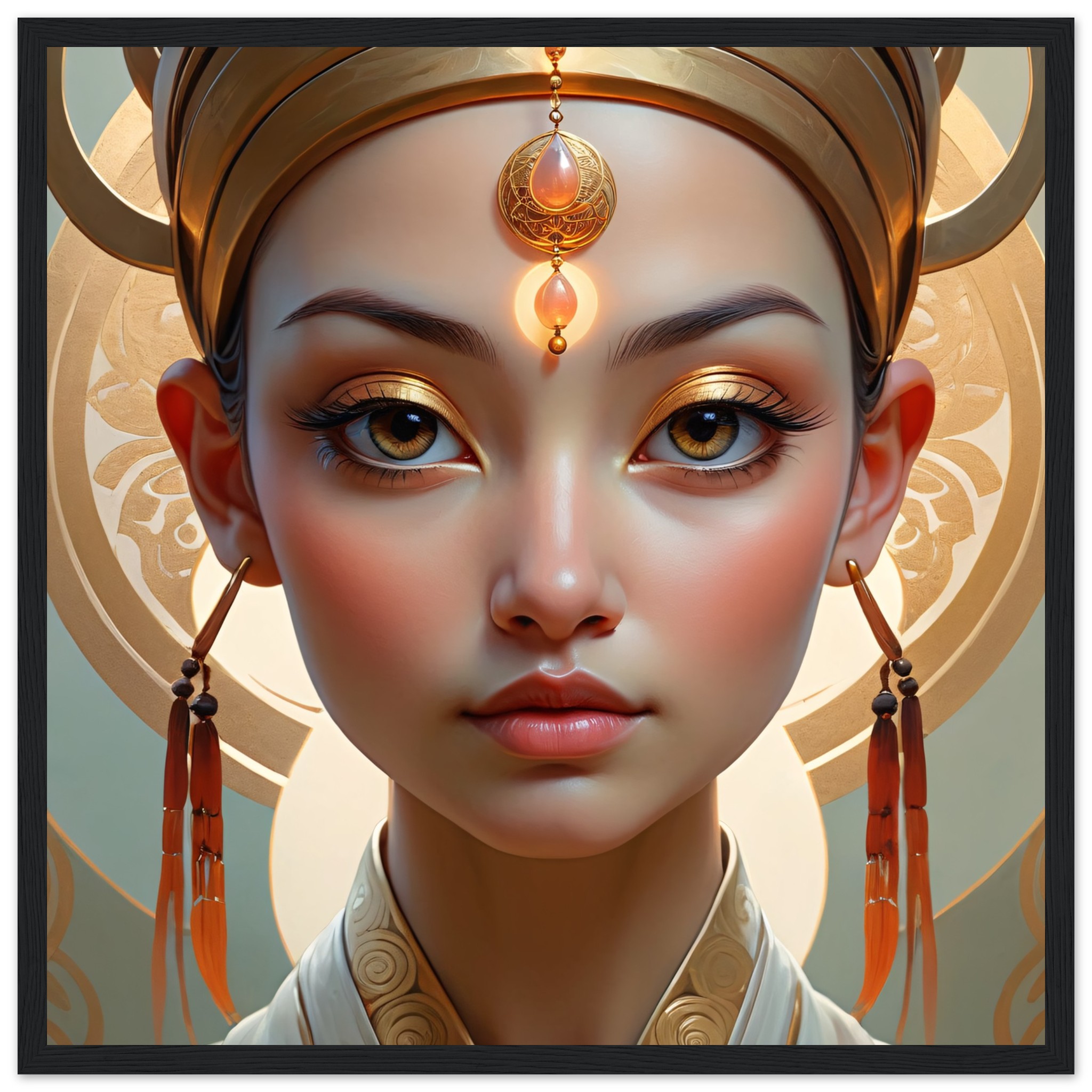 Elegance Unveiled: Golden Zen Enchantress Framed Poster 2