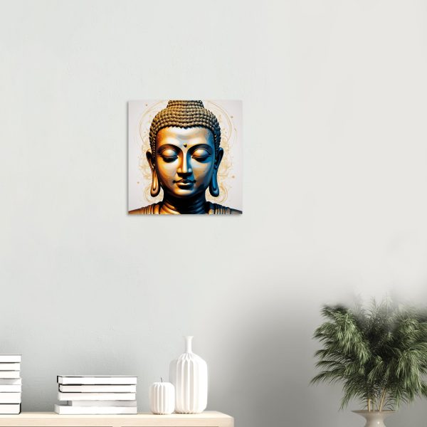 Golden Tranquility: Buddha Head Canvas Elegance 7