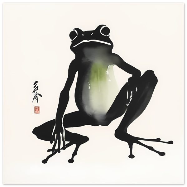 A Playful Symphony Unveiled in the Zen Frog Watercolor Print 10