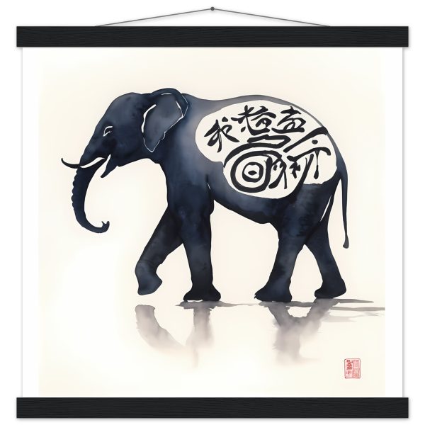 Eternal Serenity: The Enigmatic Black Zen Elephant Print 13