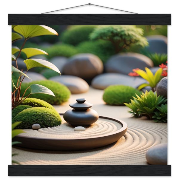 Zen Garden Tranquility: Vintage Poster with Hanger 4
